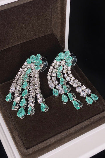Grøn Glitrende Rhinestone dråbe øreringe til kvinder